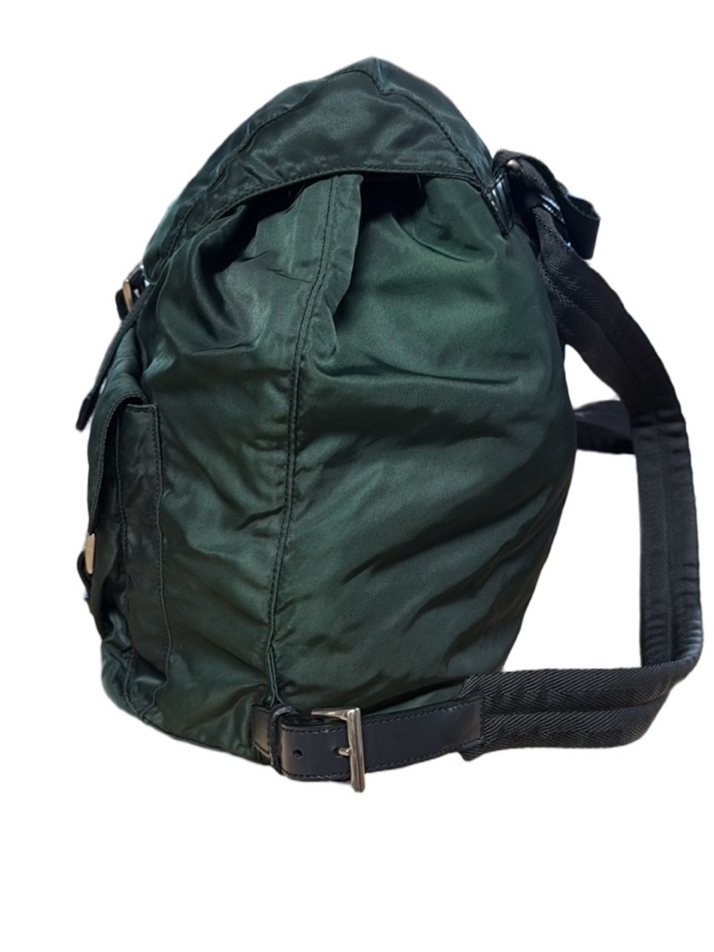 PRADA Vela Double Front Pockets Nylon Backpack Green COA & Dust Bag Medium - Picture 8 of 16